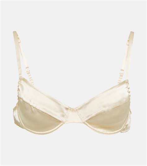 miu miu bra white|Underwired satin bra in white .